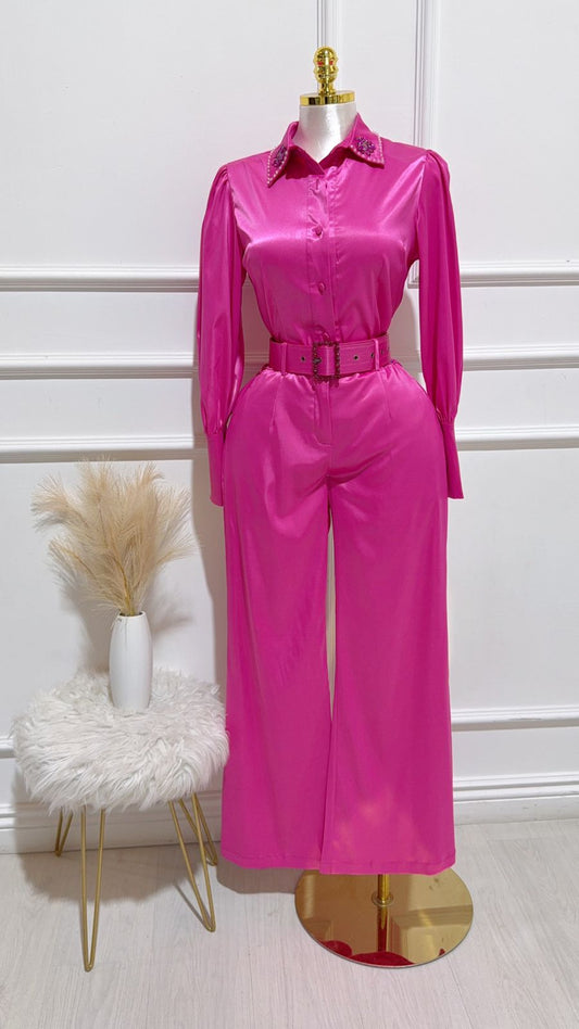 Set Pantalon Camisa Rosa