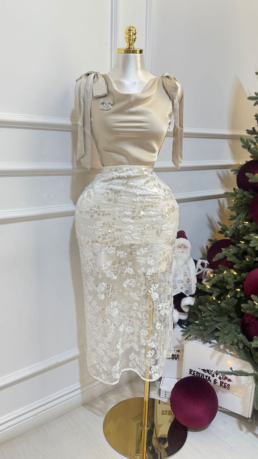 Falda Lentejuelas Blanco