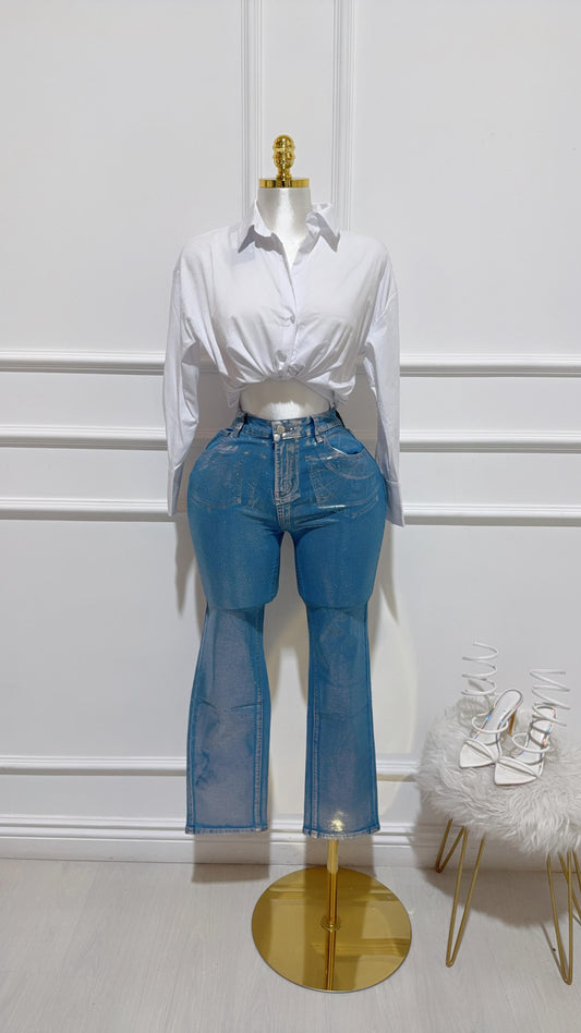 Pantalon Metalico Plata