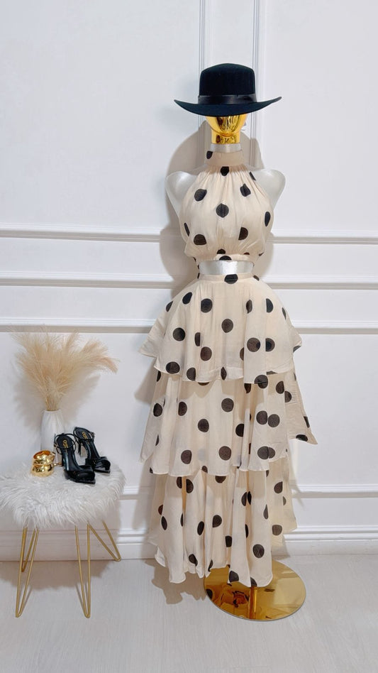 Set Blusa Falda Nude Lunares