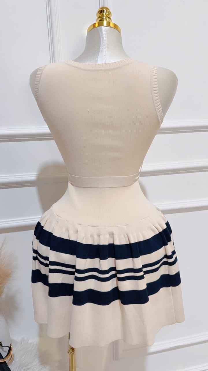 Vestido Miu Miu Negro Beige