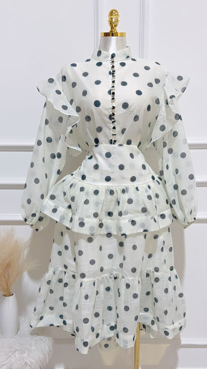 Set Blusa Falda Puntos Negros
