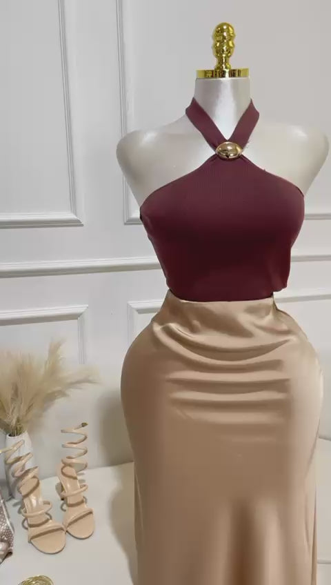 Top Halter Detalle Dorado Café