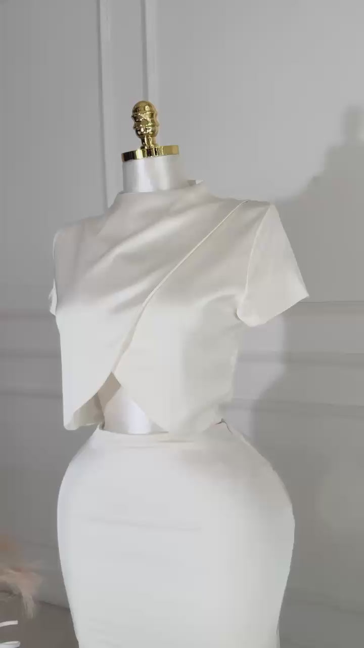 CONJUNTO BEIGE FALDA LARGA