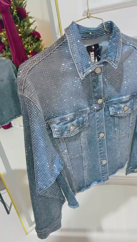 Jacket mezclilla pedrería