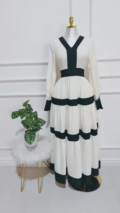 Vestido Monocromático Blanco/Negro