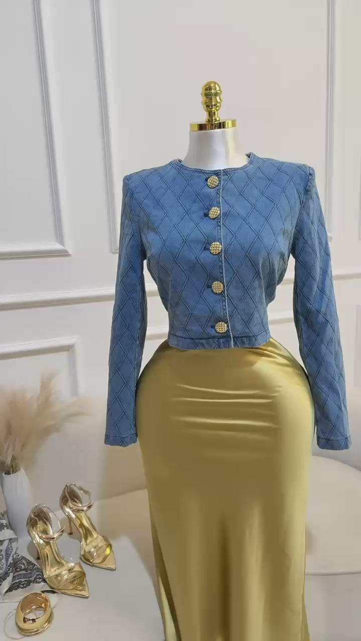 Chaqueta Denim Botón Dorado