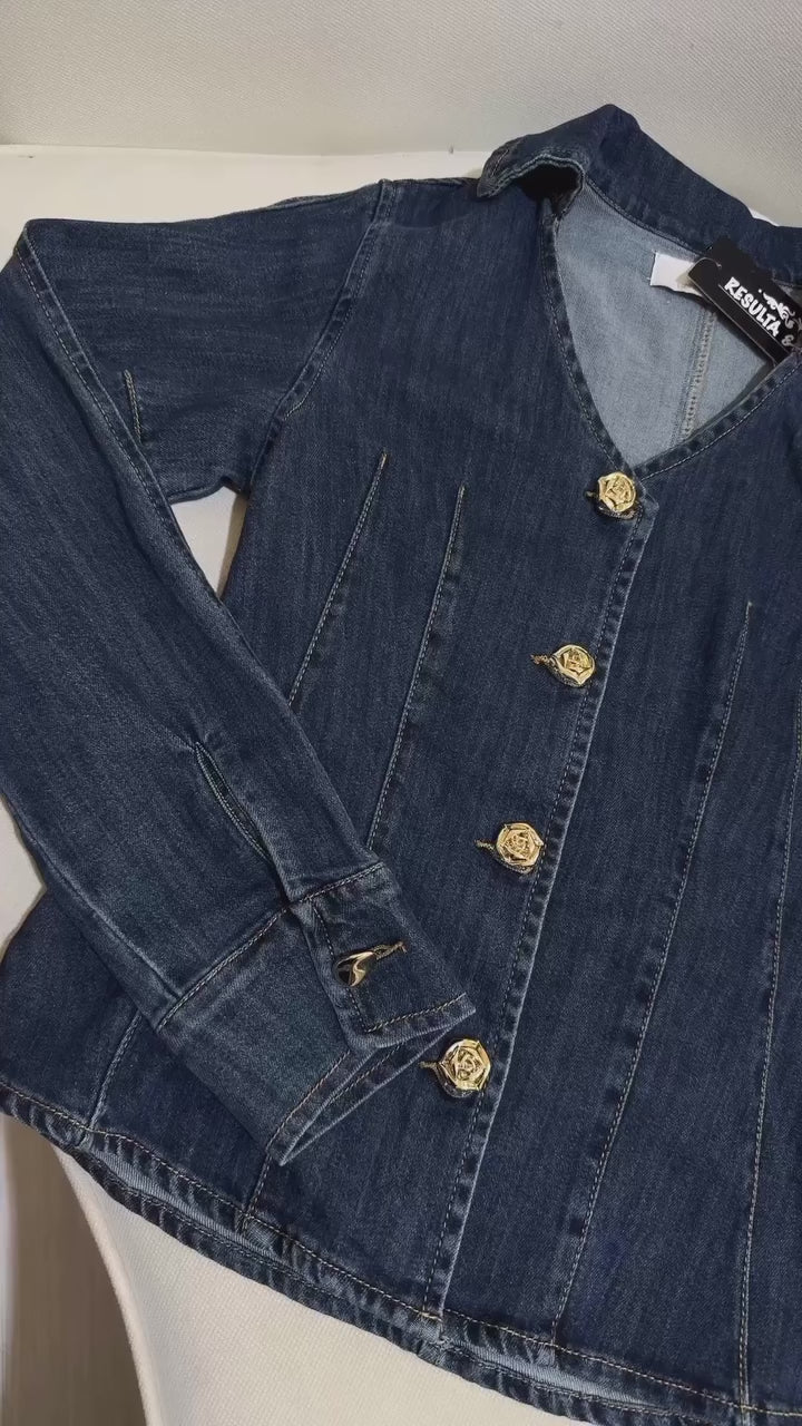 Jacket Denim Botón Dorado